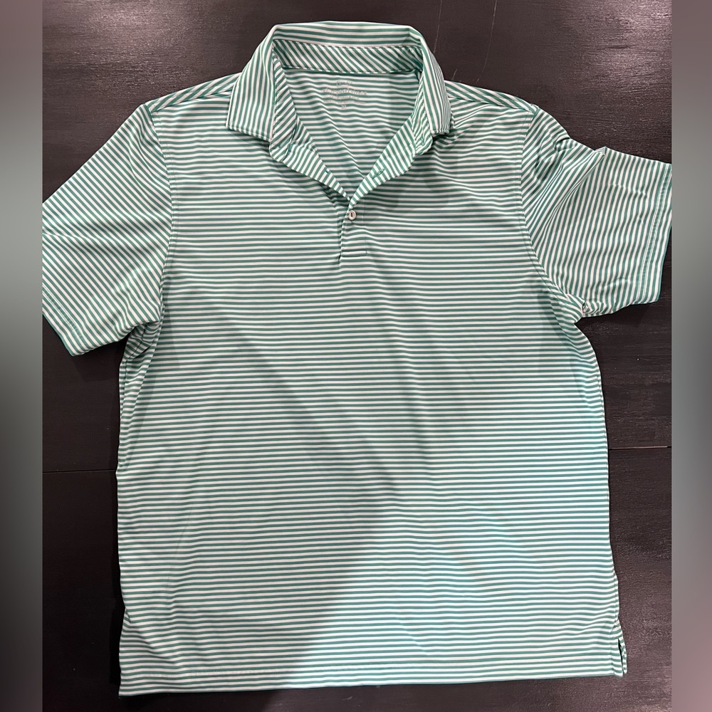 Vineyard vines performance polo, size XL, green & white